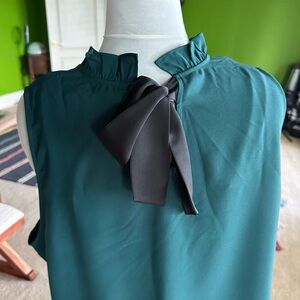 J Crew 3X NWT Green Sleeveless Top with Bow